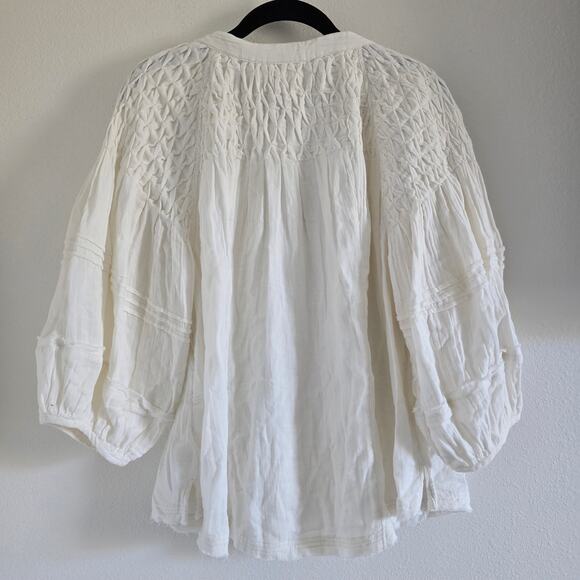 Free People We the Free Secret Falls Smock Top Cotton Ivory Size M Cottagecore - Picture 8 of 13